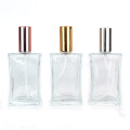 wholesale empty 100ml transparent square flat perfume spray glass bottle with pump mist sprayer